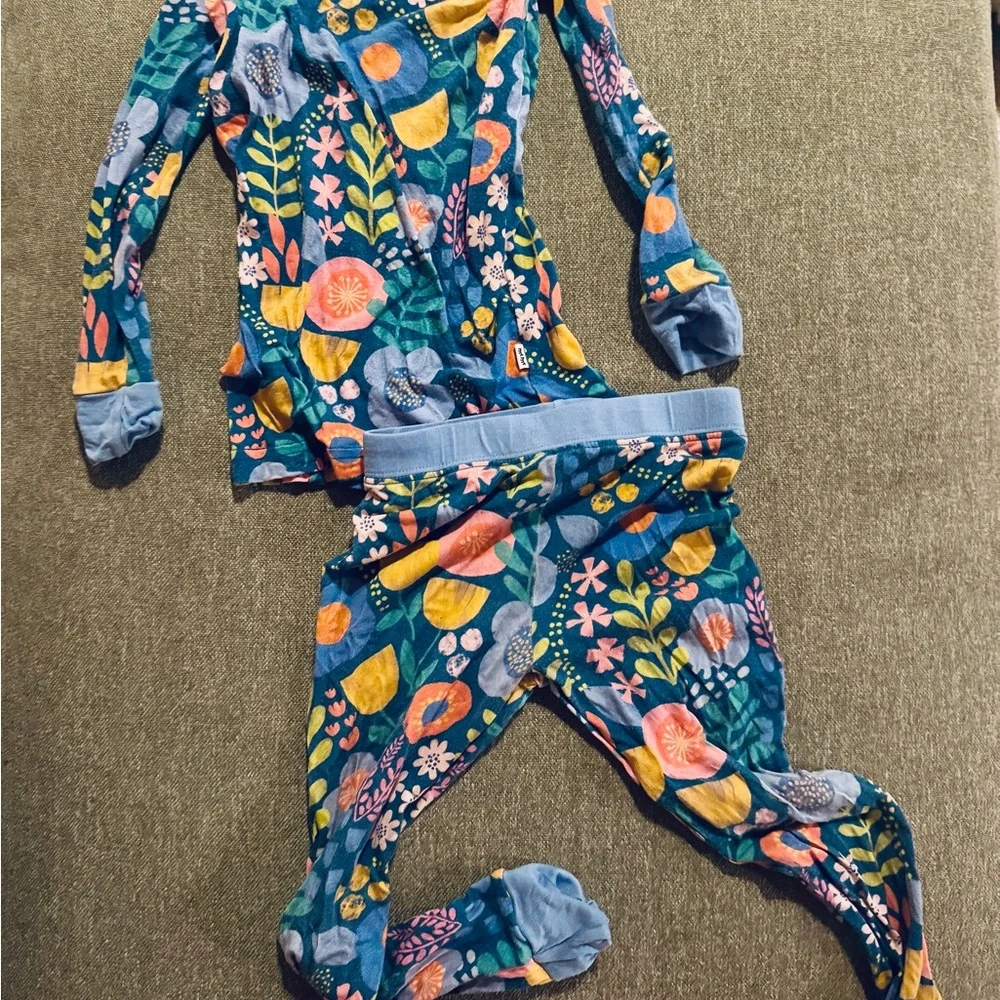 Little Sleepies Blue Floral & Fruit Toddler Pajama Set